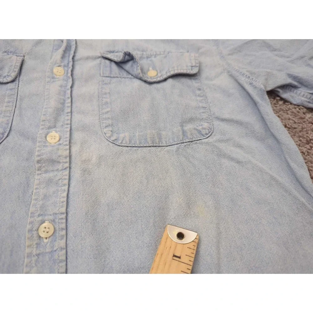 Free Farm Hand Button Up Shirt Mens Medium Blue Denim Short Sleeve‎ Casual - Picture 2 of 7
